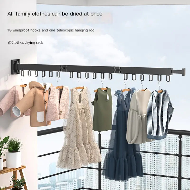 Retractable Wall Drying Rack for Small Spaces (One Piece)